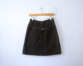 Vintage 80's black denim mini skirt, women's size 8 / 6