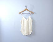 Vintage 90 39 s silky white camisole, rose floral cami, size medium