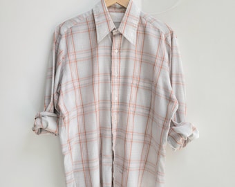 Vintage Sears Check Shirt Snap S 70s Western Wear Roebucks