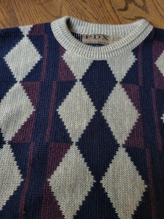 90's oversized argyle sweater, men's large - image 5