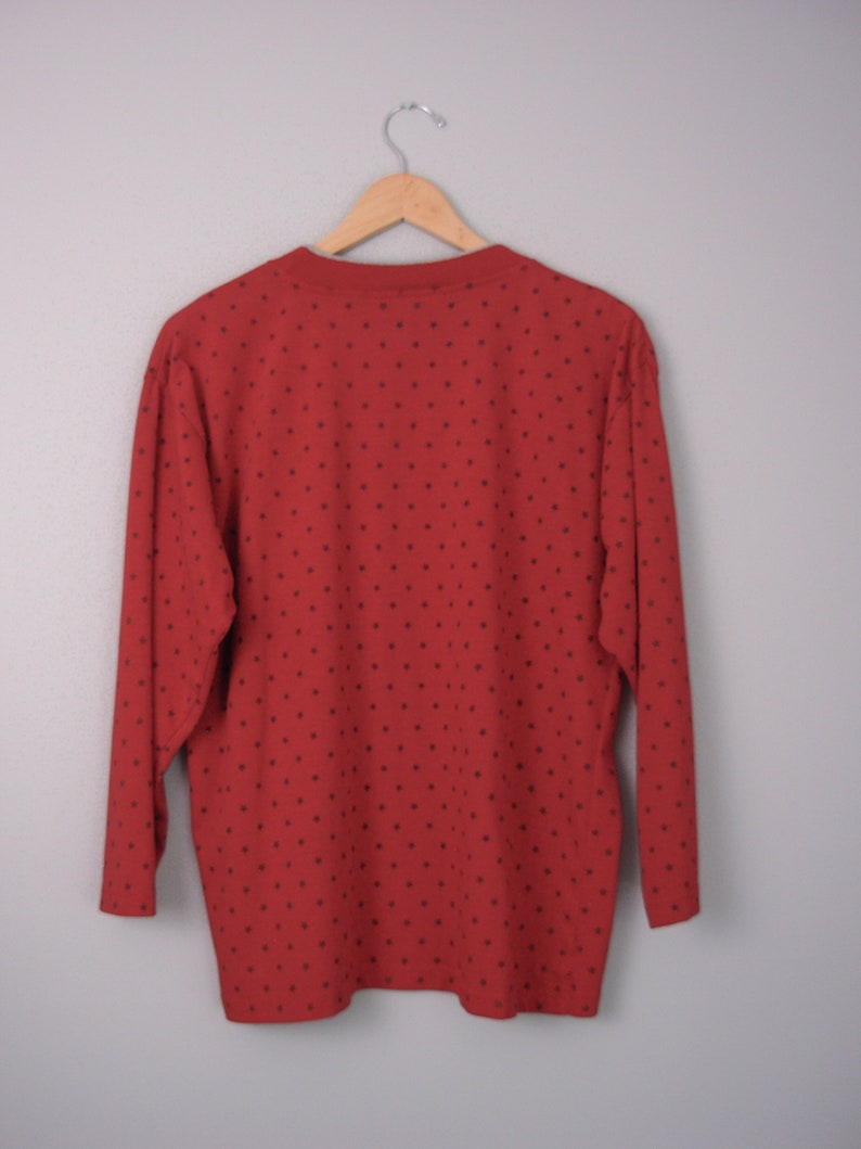 80's Red Star Long Sleeved Tee Shirt With Pocket, Size Large - Etsy