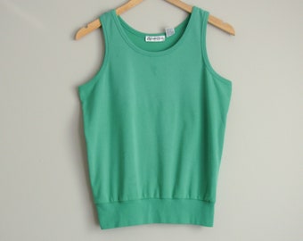 80's distressed groenblauwe tanktop, dames maat medium