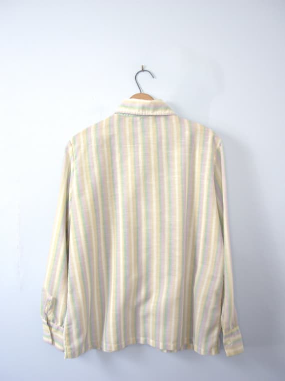 Vintage 70's pale striped blouse, pastel blouse, … - image 2