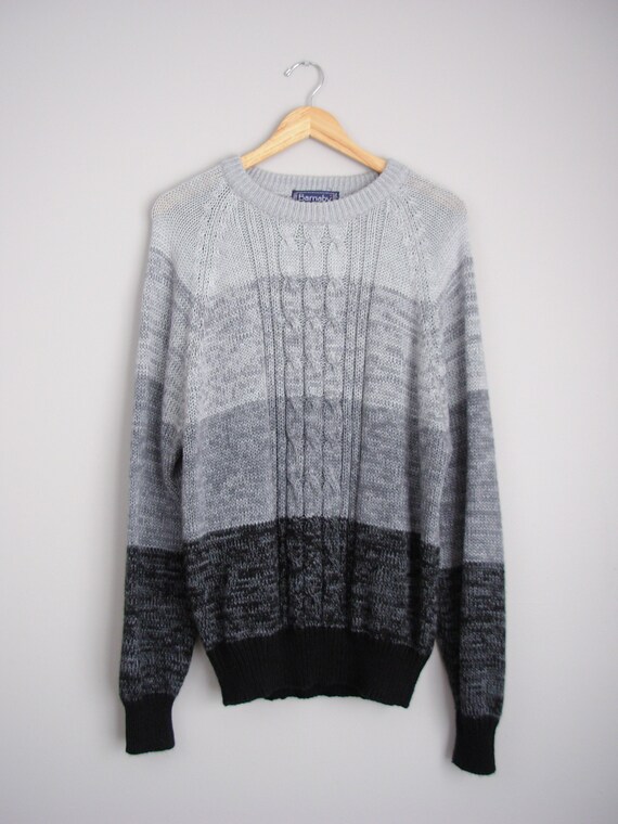 80's grey gradient sweater, men's size XL - image 3