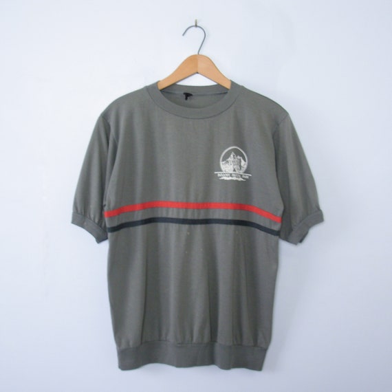 Vintage 80's grey Badlands ringer tee shirt, men's