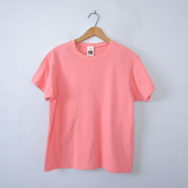 Vintage 90's plain peach pink tee shirt, men's size small