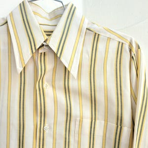 1970 striped yellow button up shirt, medium