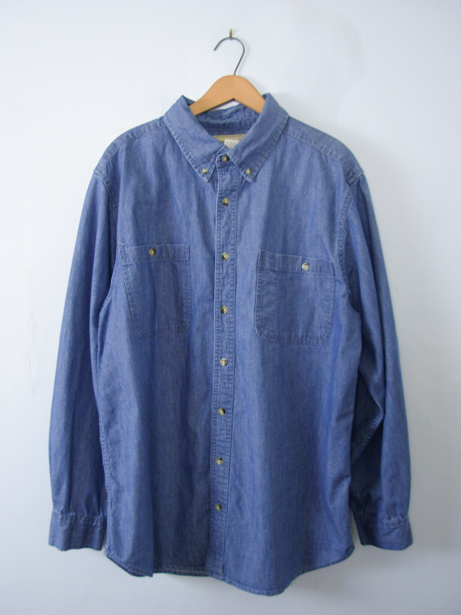 Vintage 90's Blue Button up Denim Shirt Men's Size - Etsy