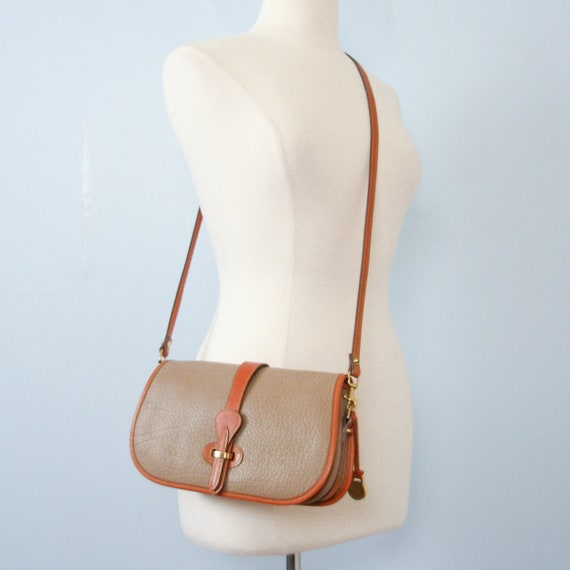 80's Dooney and Bourke over and under taupe cross… - image 1