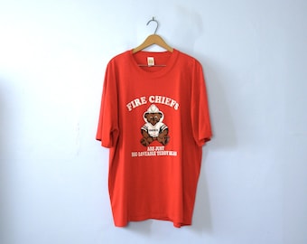 Vintage 90's graphic tee, Fire Chiefs are just Loveable Teddy Bears red shirt, size XXXL