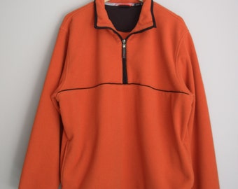 90's Izod oranje fleece quarter zip sweatshirt, heren maat XL