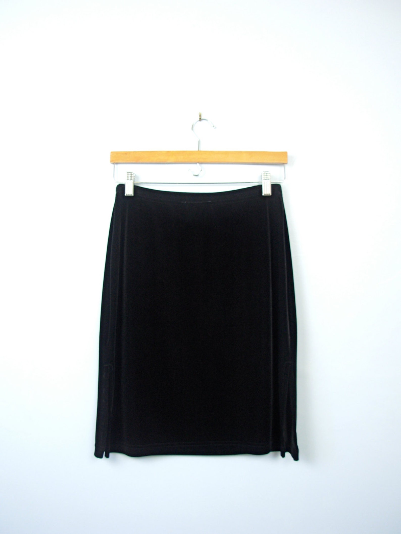 Vintage 90's Velvet Skirt, Black Velvet Skirt, Black Pencil Skirt, 90s ...