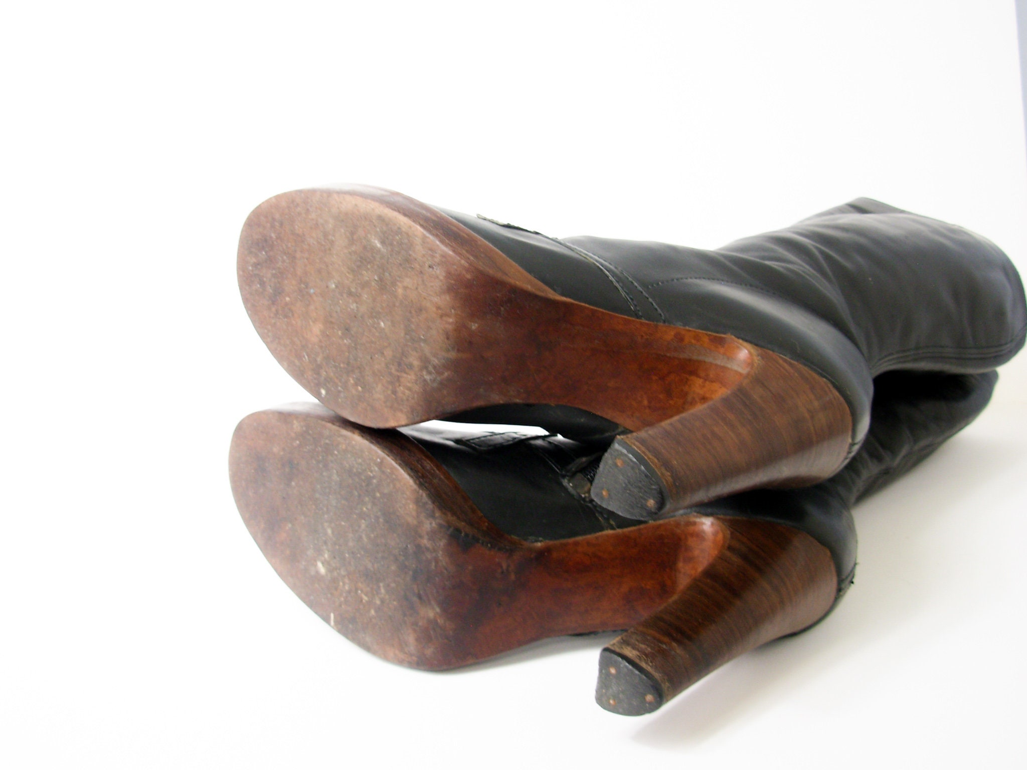 70s platform knee high boots