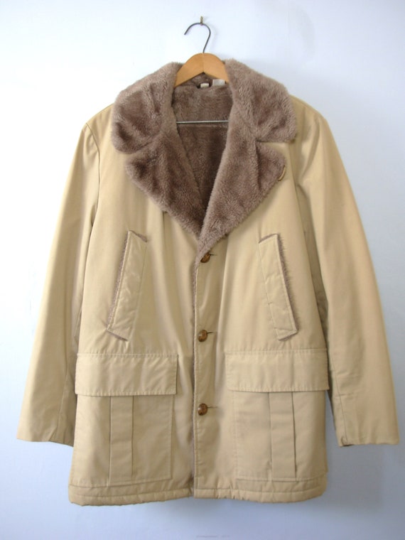 Vintage 70's beige rancher's coat, men's size 40 … - image 2