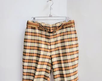 1970 Farah karierte kurze Hose mit Gürtel, Gr. 32
