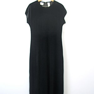 Vintage 90's black velvet long dress, black maxi dress, size medium image 2