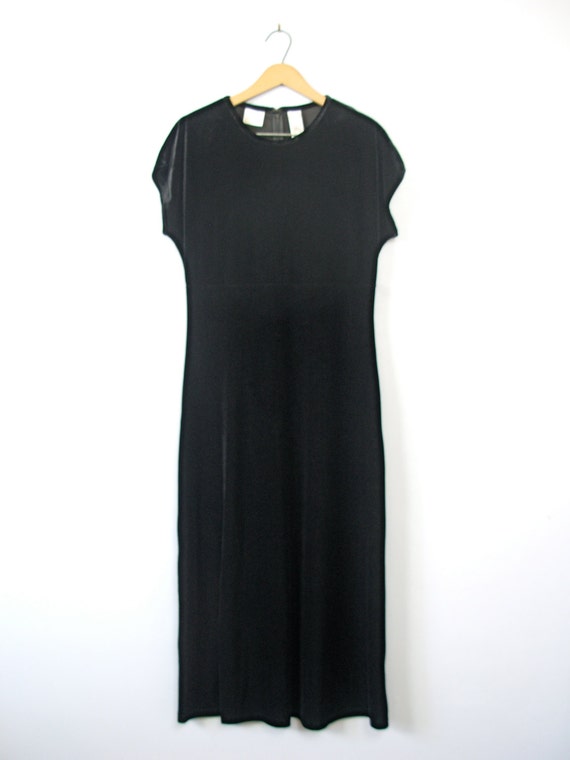 Vintage 90's black velvet long dress, black maxi … - image 2