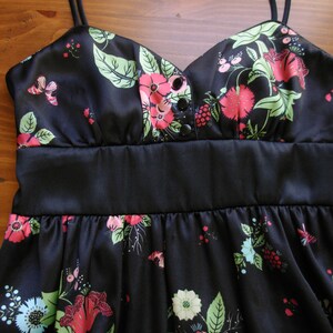 Y2K black floral babydoll mini dress, women's small / xs image 4