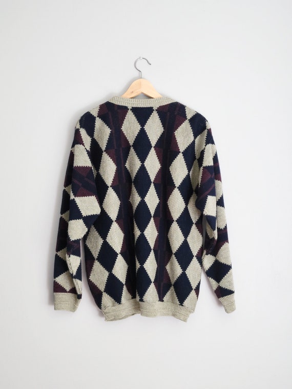 90's oversized argyle sweater, men's large - image 2