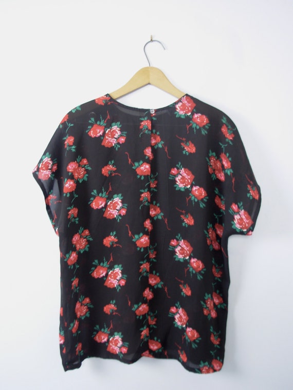 black sheer top with roses
