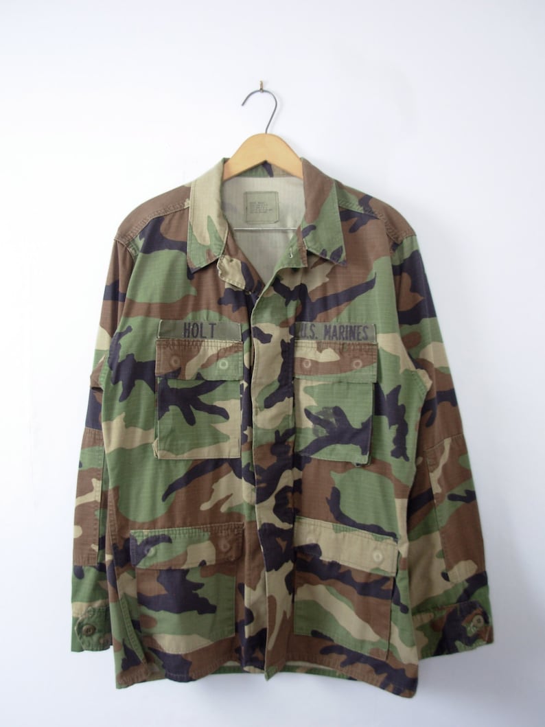 Vintage 90's Distressed Grunge Camo Jacket Military Camo - Etsy