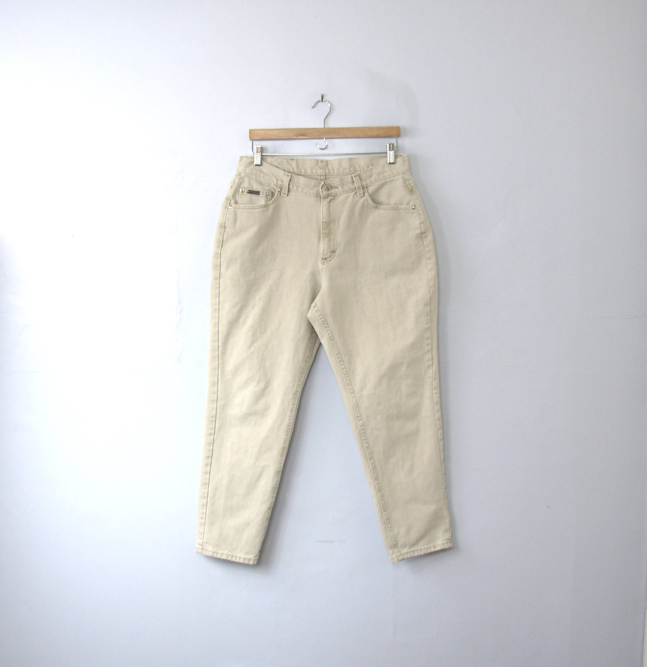 Vintage 80's High Waisted Jeans Mom Jeans Stone Beige - Etsy