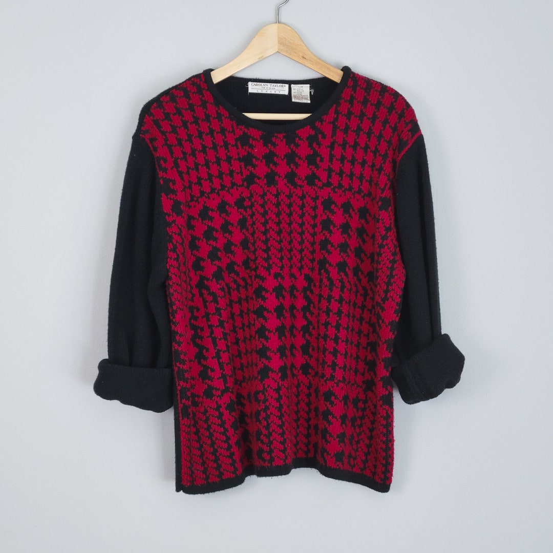 Houndstooth Color Blocked Sweater