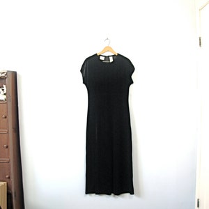 Vintage 90's black velvet long dress, black maxi dress, size medium image 1