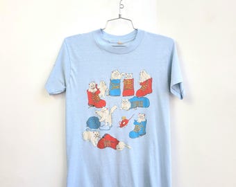 1987 kittens in boots distressed tee shirt, size small