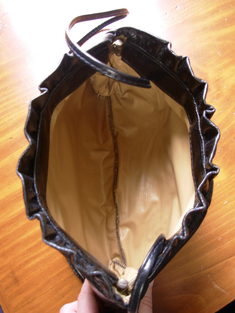 Vintage 80's Black Patent Leather Small Shoulder Bag and | Etsy