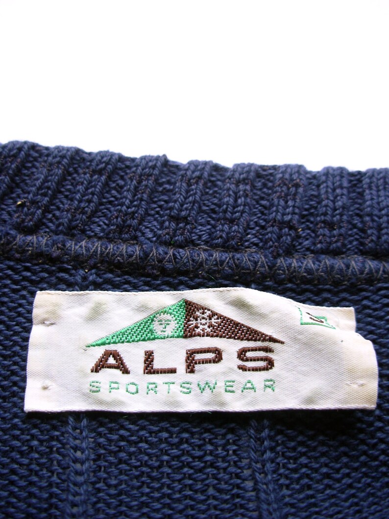 Vintage 70's navy blue henley sweater size small Etsy