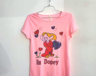 1970 I'm Dopey pink tee shirt, size small