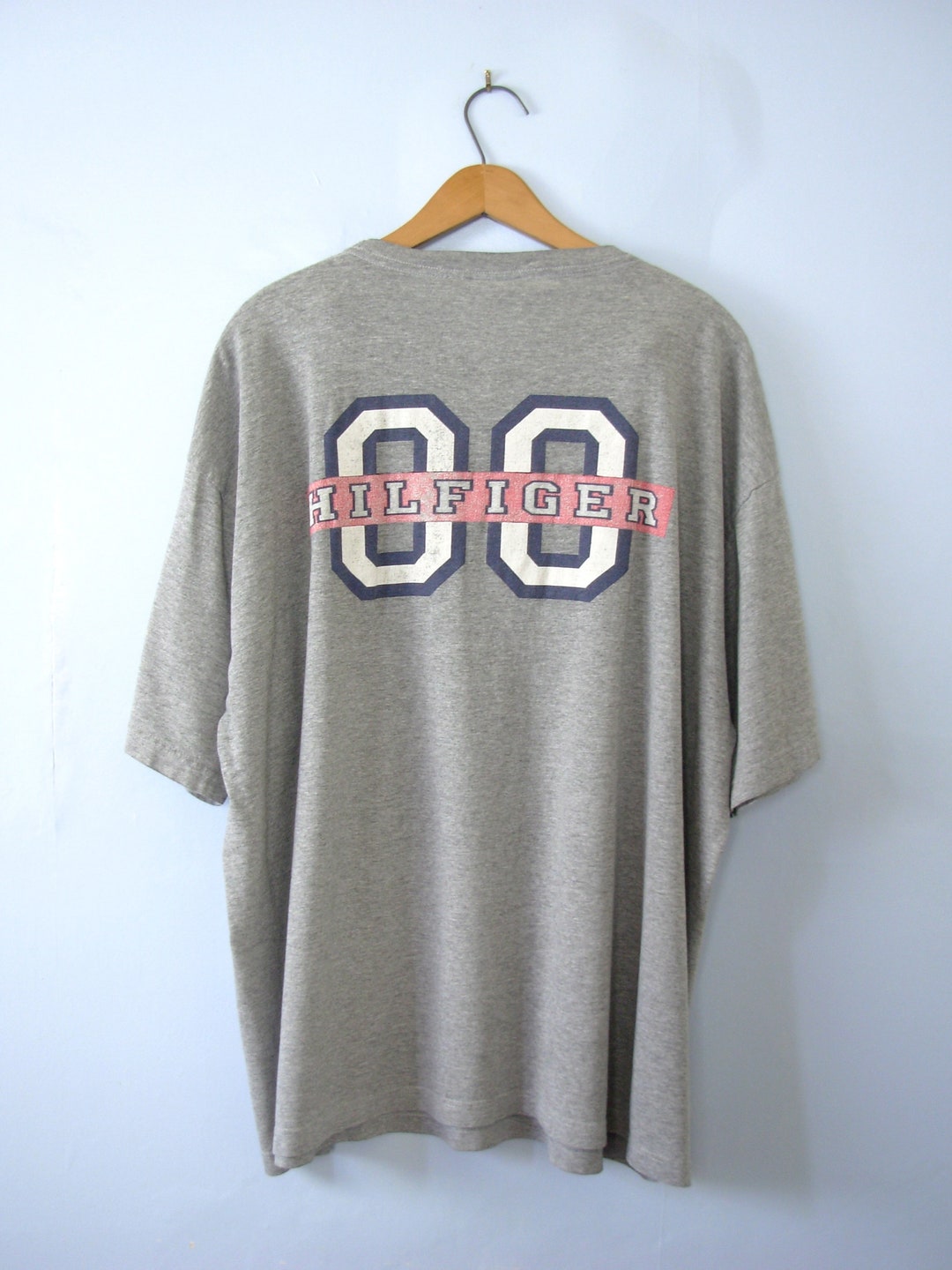 Vintage Y2K Distressed Tommy Hilfiger Grey Logo Shirt Size XL - Etsy