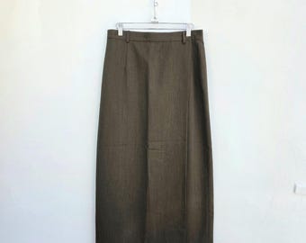 1990 Ralph Lauren brown wool long wrap skirt, medium 8