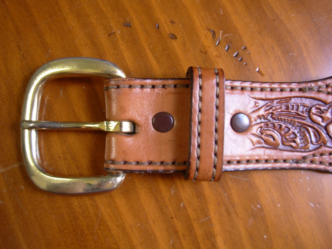 Vintage 90's Irwin Name Brown Leather Western Belt Size Etsy