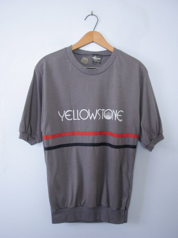Vintage 80's grey Yellowstone ringer tee shirt, m… - image 2