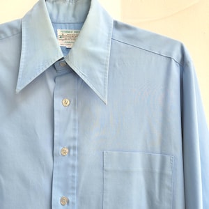 1970 Kmart blue button up shirt, medium