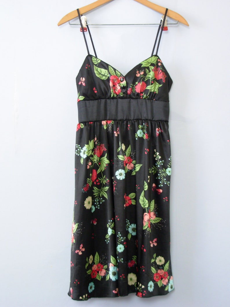 Y2K black floral babydoll mini dress, women's small / xs image 2