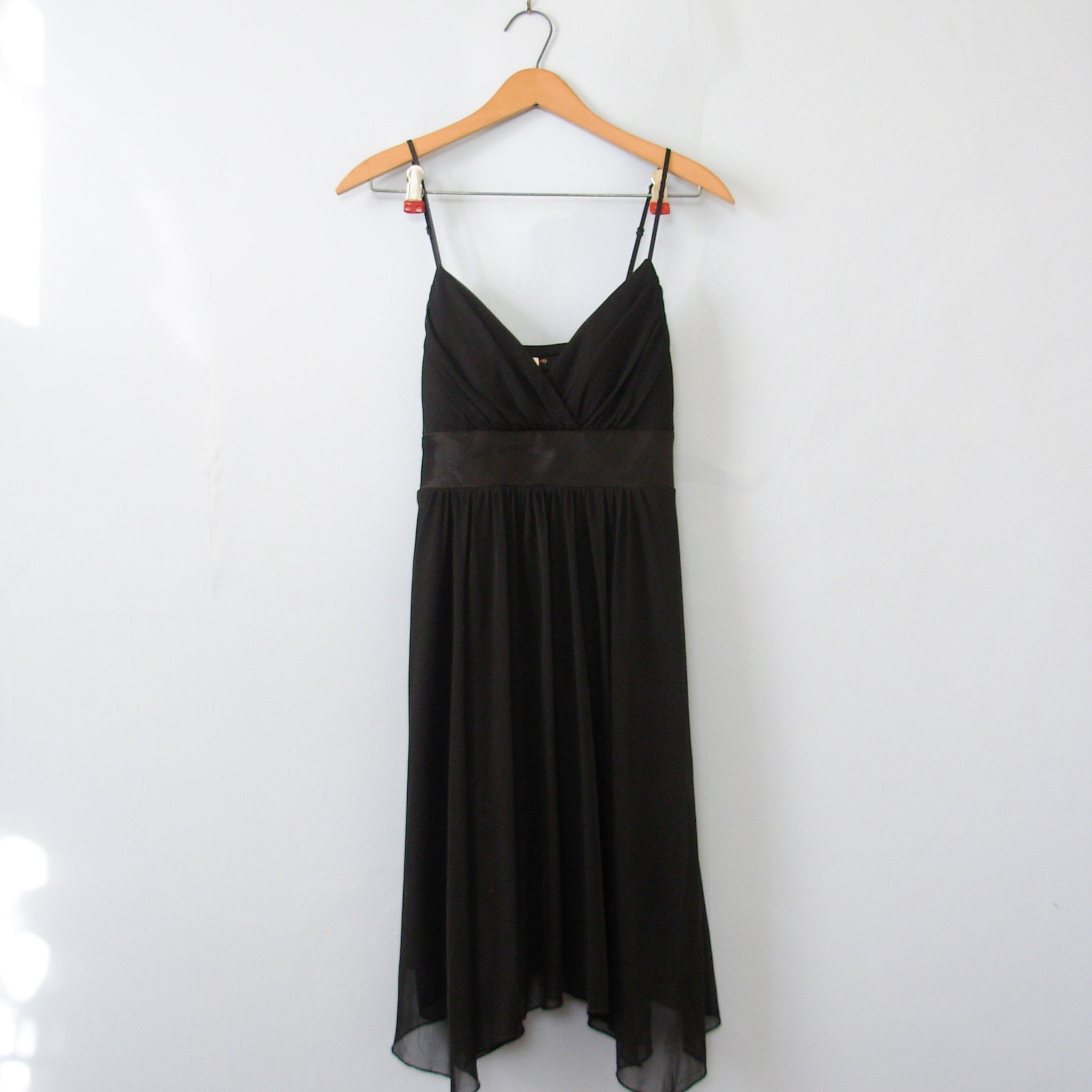 Y2K Black Babydoll Mini Dress With Handkerchief Hem - Etsy