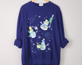 80's snowman Christmas sweatshirt, women's size 2XL