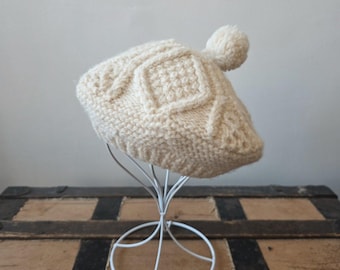 1960 Loch Garman Irish ecru wool beret
