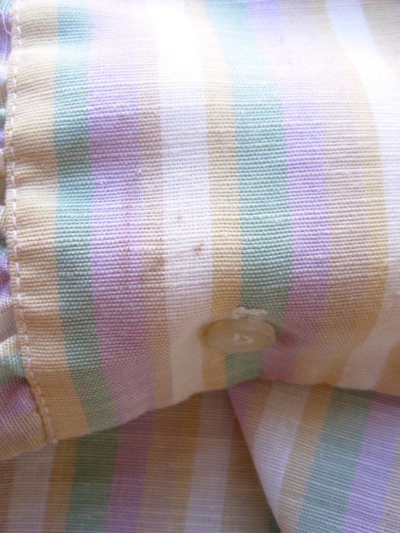 Vintage 70's pale striped blouse, pastel blouse, … - image 5