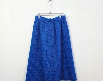 1960 blue faux mohair midi skirt, small