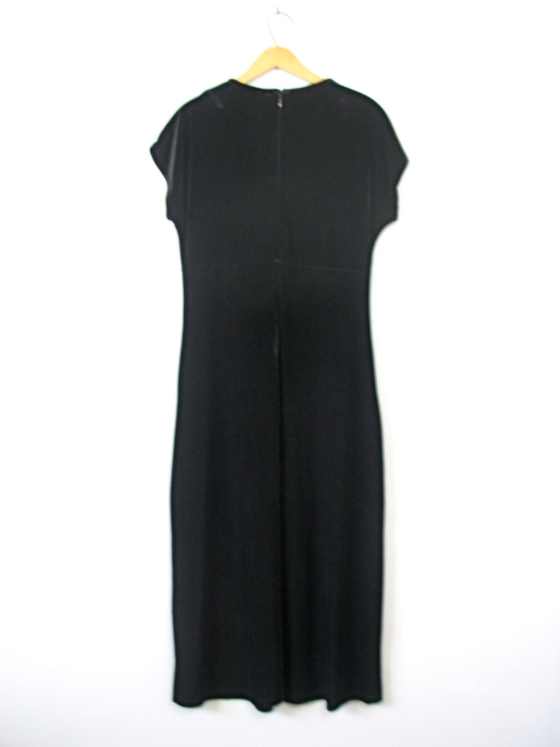 Vintage 90's black velvet long dress, black maxi dress, size medium image 3
