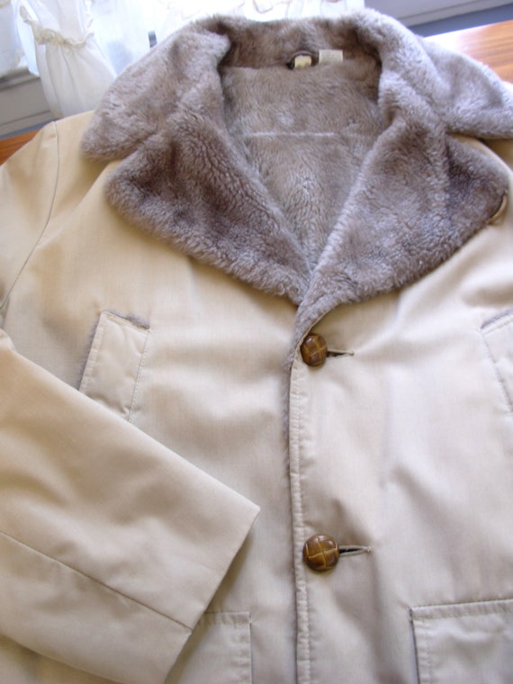 Vintage 70's beige rancher's coat, men's size 40 … - image 7