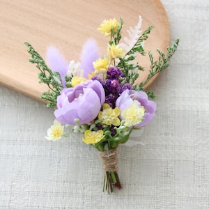 Lavender purple Ball dried wild flower, Groom boutonniere, wedding boho accessories, Lapel pin from groomsmen, Dried natural flowers