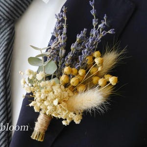 Wedding Lavender Lovely preserved Wild flowers, Groom boutonniere, wedding boho accessories, Lapel pin from groomsmen, Dried natural flower