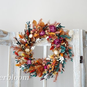 Front Door Wreath, Wall Hanging Hoop, Preserved Dried flowers Wreath, Gift for mother, Decorative Wreath, Wedding Handmade Wall decoration