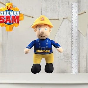 Personalised Fireman Sam Plush Toy – Custom Name Firefighter Gift