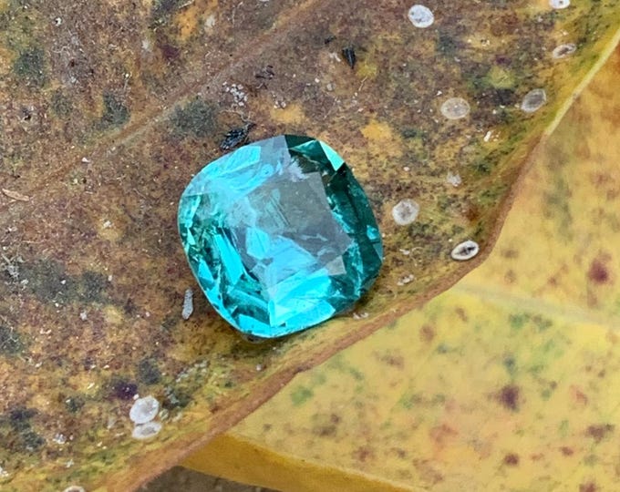 Natural Afghan Tourmaline Gemstone – Blue Green Cushion Cut 9x9mm Loose Collector’s Stone